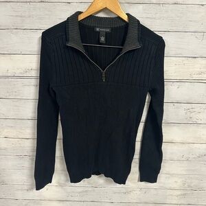INC Knitted Black 1/4 zip up Sweater Size Small
